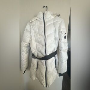 Michael Kors White Puffer Jacket w/ Detachable Faux Fur Hood